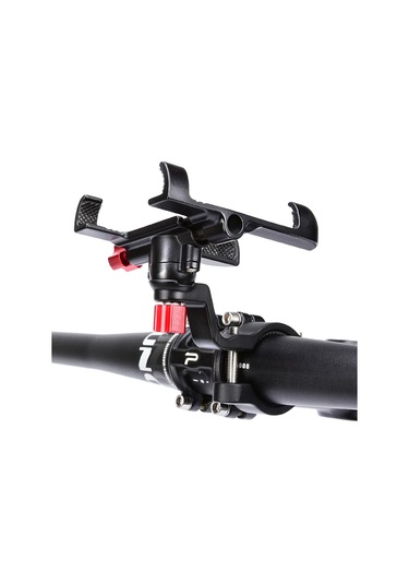 Gajeena Alüminyum Bisiklet Telefon Tutucu - 25-31.8mm Sarıçevre Uyumlu, 55-95mm Genişlik Ayarı, 360 Döner, Siyah Siyah