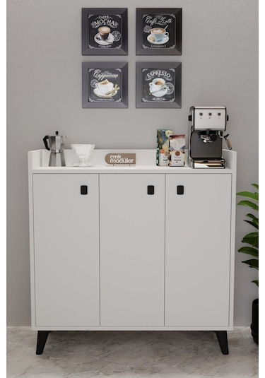 Milan Kahve Köşesi Çok Amaçlı Mutfak Dolabı Kiler Erzak Dolabı Beyaz