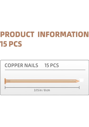 15 Adet Bakır Çivi Ağaç Kütüğü Kökünü Öldürmek İçin, 3.14 İnç
