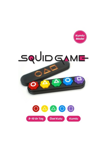 Özel Üretim Kumlu Renkli Beş Taş Gonggi Kalamar Squid Game 5 Taş Oyunu