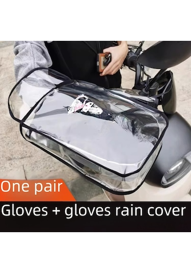 Geeksen Motosiklet Ve Elektrikli Bisiklet El Tutucu Kılıfı - Pvc Isı Yalıtımlı, Su Geçirmez, Rüzgar Engeli, Evrensel Uyumlu Şeffaf, 1 Çift
