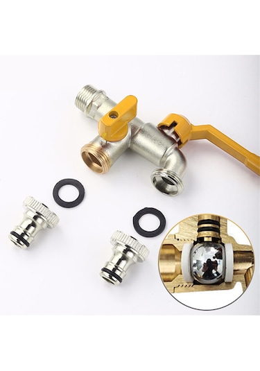 Xurunkeji 3/4 Bahçe Avlusu Açık Hava Antifriz Musluğu Bir-içeri-iki-çıkış Açık Hava Çamaşır Makinesi Tüm Bakır Çift Kullanımlı Büyük Akış GÜMÜŞ