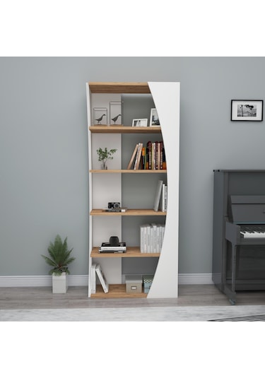 Arnetti Selge 5 Raflı Modern Kitaplık Atlantik Çam Beyaz