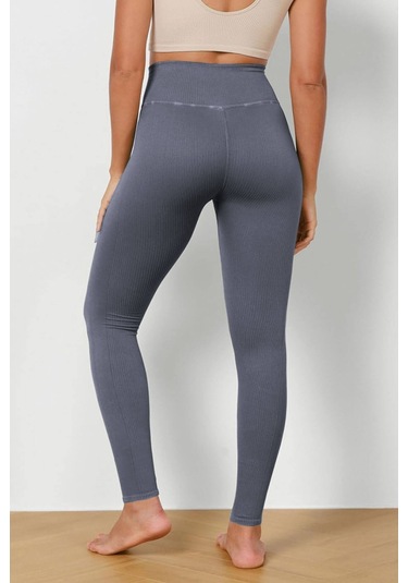Kadın Yüksek Bel Fitilli Esnek Spor Tayt 4117 001