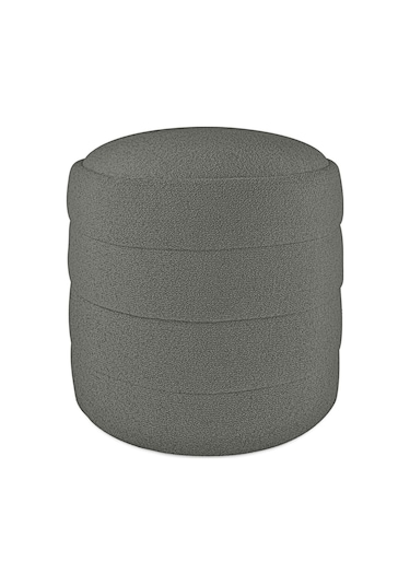 Gazzini Furniture Diana Slim Line Luxury Havlu Kumaş Silindir Makyaj Masası Puf Gri