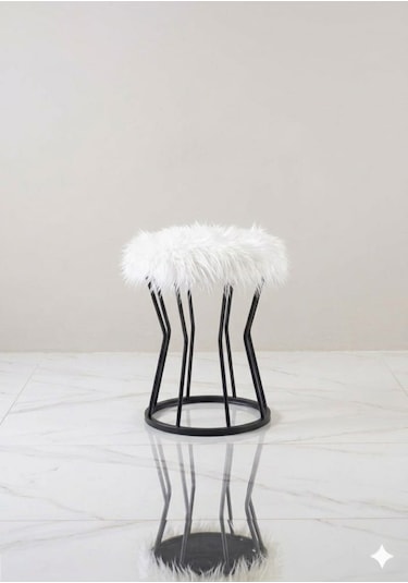 Oruçmetal Peluş Kumaş Metal Puf Siyah
