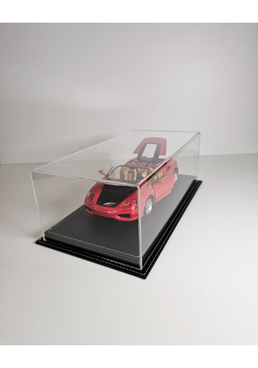 1:18 Model Araçlar İçin Siyah Deri Tabanlı Pleksi Case