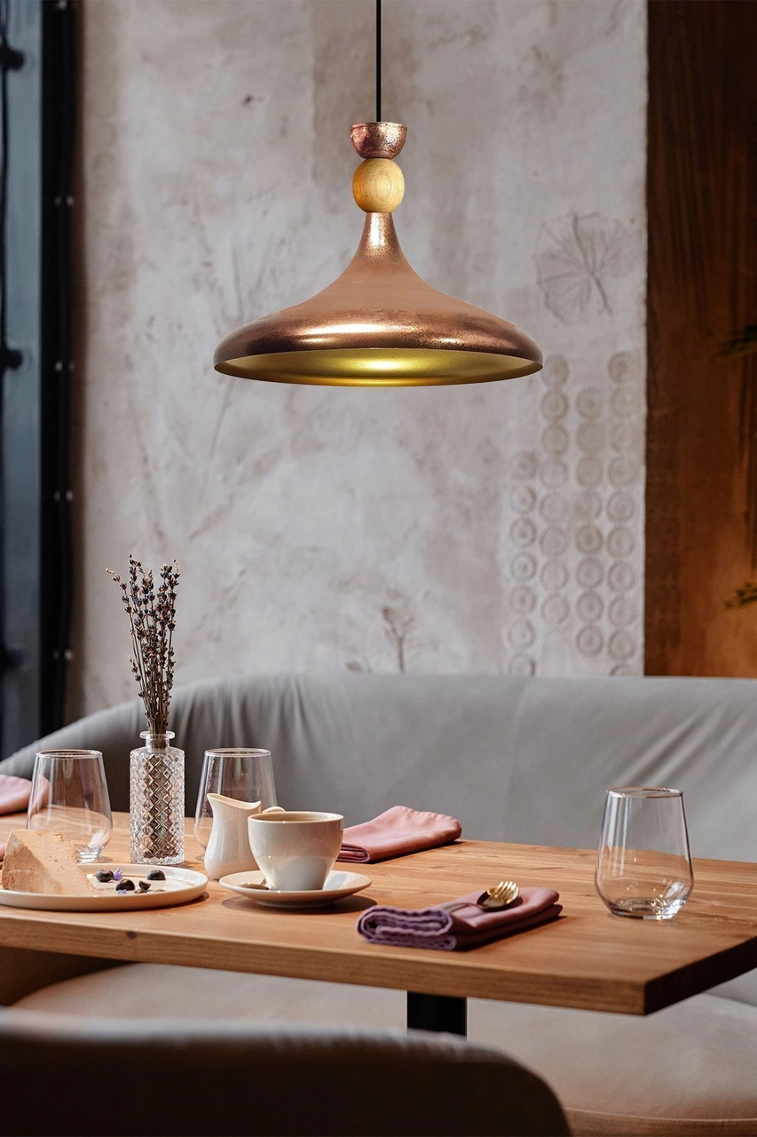 Patina Ahşap Şapka Tekli Avize Sarkıt Salon Mutfak Cafe Butik Lamba Aydınlatma Avizeler Patina