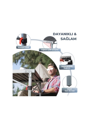 Kingcamp Granite Alüminyum Katlanır Kamp Masası Silver Blk Siyah