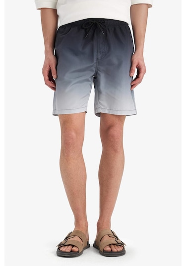 Defacto Regular Fit Degrade Baskılı File Astarlı Diz Üstü Deniz Şortu Z6873az25hsbk27 Siyah