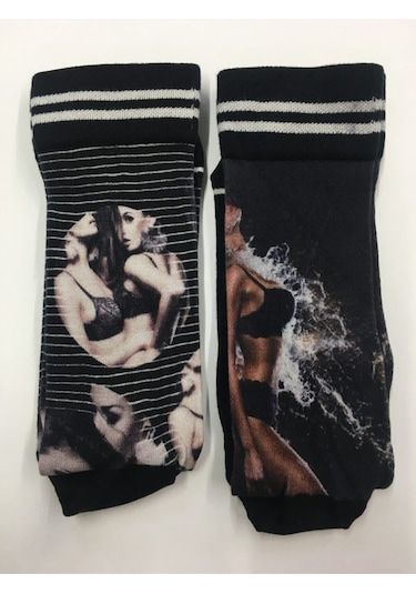 Çorap 2 Li Set Dijital Baskılı Renkli Çok Renkli