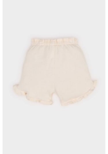 DeFacto Kız Bebek Beli Lastikli Waffle Şort A8043A525SMER2 Ekru