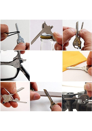 Lala 6 İn1 Utili-key Anahtarlık Anahtarlık Çok Fonksiyonlu Alet Tornavida Açacağı Gümüş