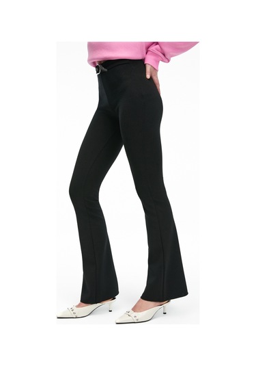 Grımelange Cırelyn Kadın Beli Ayarlanabilir Kemer Tokalı Esnek Uzun Siyah Pantolon siyah