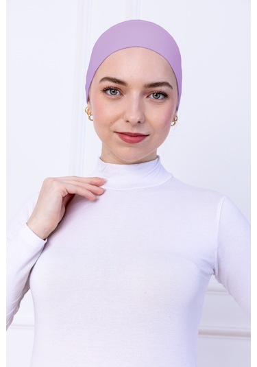Kaymayan Silikonlu Bandana Bone Lila - Kadın Tesettür Dikişsiz Kaymaz Geçme - Sportif Saç Bandı Lila