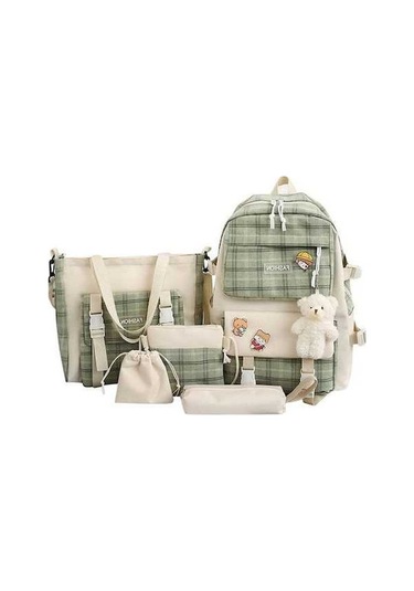 Willowhaven 5 Adet Kawaii Sırt Çantası Kızlar İçin Estetik Set Yeşil