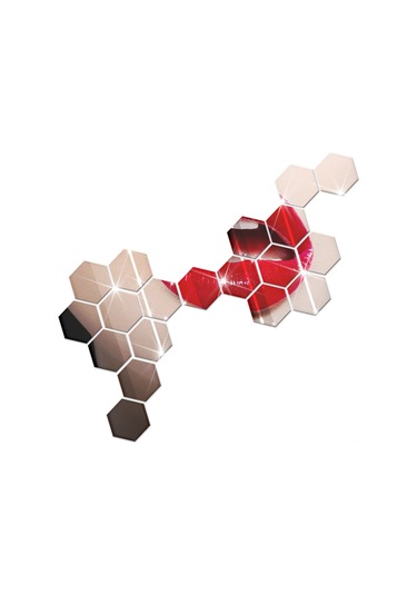 Honmex 12 Adet 10x8 Cm Gümüş Akrilik Yansıtıcı Hexagon Duvar Sticker - Otomatik Yapışkan Fonksiyonlu Gümüş