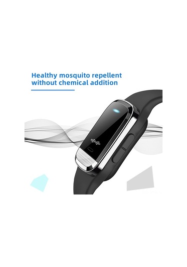 Besthome1 Modasına M20 Ultrasonik Sinek Kovucu Bileklik - Saat, Sıcaklık Ölçer 3'ü 1 Arada - Siyah Taşınabilir Dış Mekan Kol Sa