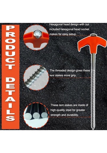 Novahub Siyah, Beyaz, Turuncu, Yeşil 8x200mm Çelik Kazıklar - 4'lü Set Beyaz Beyaz