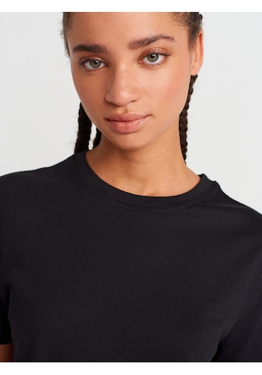 Dilvin 31791 Bisiklet Yaka T-shirt-siyah Siyah