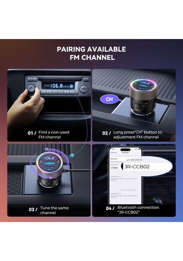 Joyroom Jr-ccb02 Araba Bluetooth 5.4 Kablosuz Verici Mp3 Çalar Siyah