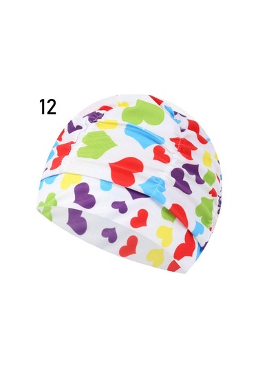 Baskılı Spor Aksesuarları Elastik Naylon Türban Uzun Saç Koruma Havuz Banyo Şapkaları Yüzme Kap 12 Çok Renkli