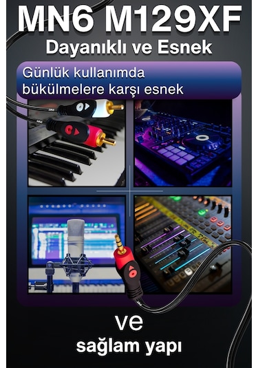 Mn6 M129xf Rca Kablosu/3 Metre-a+kalite-3.5mm/aux Ses Kablosu-2rca Ses Kablosu-ses Sistemi Uyumlu