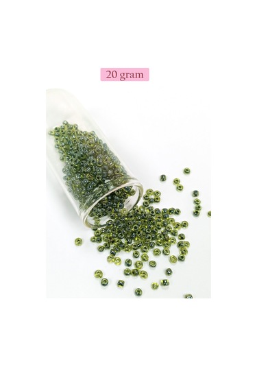 Dökme Cam Kum Boncuk 8/0 3 Mm - 20 Gram - Şeffaf Alacalı Yeşil - Bnc171