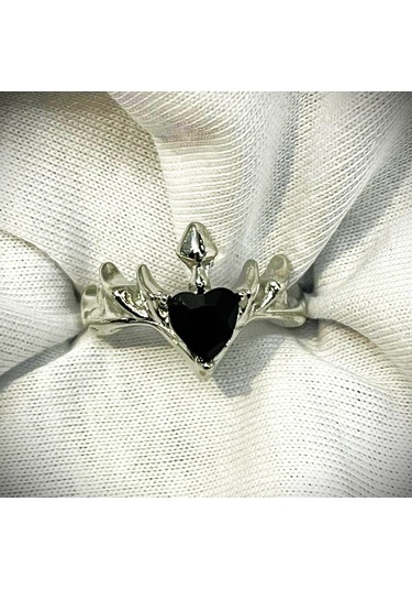 Dükkan Design Siyah Taşlı Şhaman Geyik Yüzüğü Açık Gri