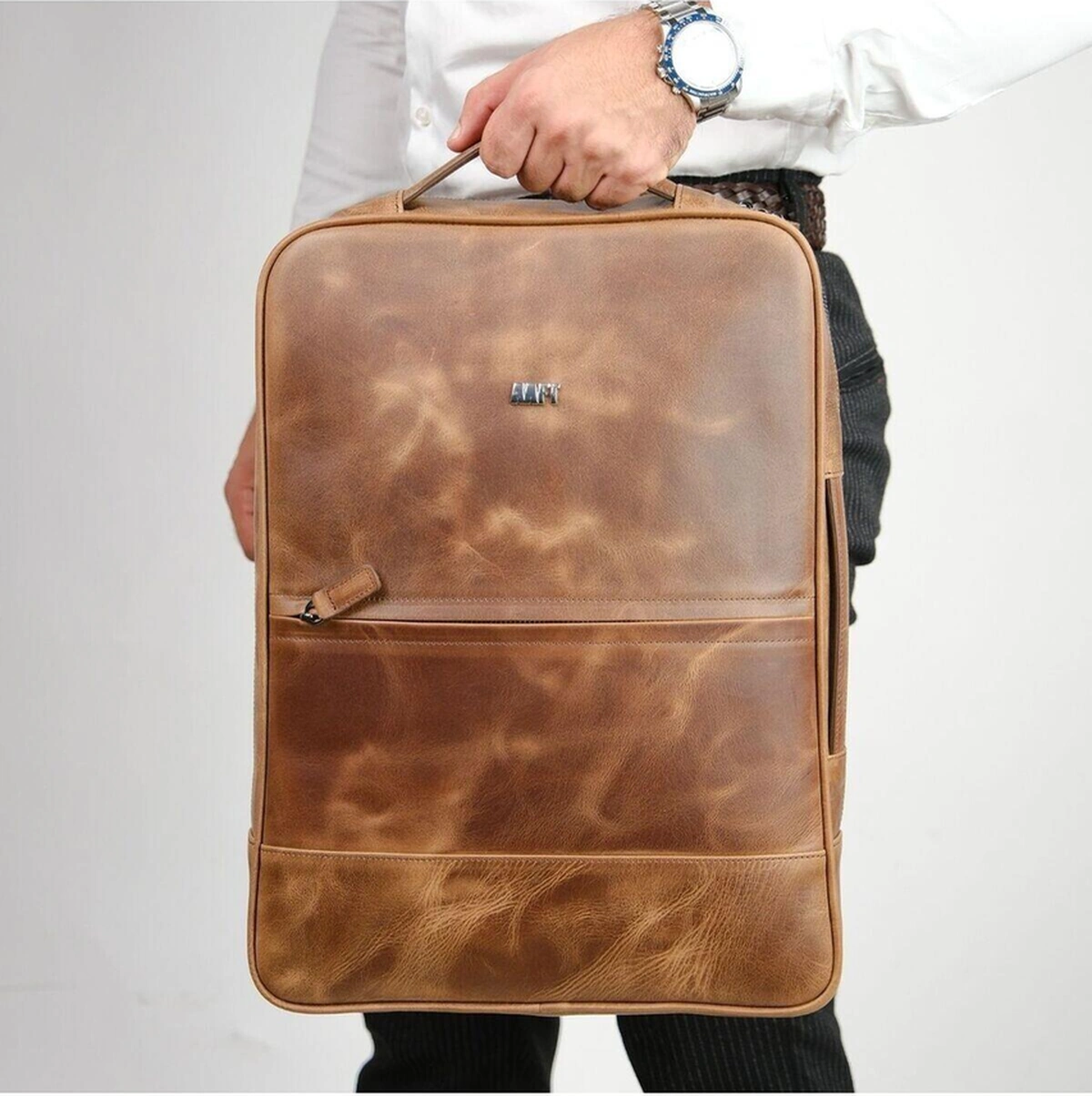 Hakiki Deri Unisex Sırt Çantası - Napoli 4212-116336 Siyah