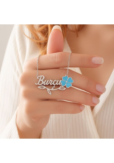 Unutma Beni Çiçeği İsimli Beyaz Gümüş Kolye Gümüş