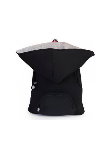 Morikukko Okula Dönüş Siyah Gri Çıkarılabilir Kapüşonlu Notebook Cepli Hafif Sırt Çantası - Siyah