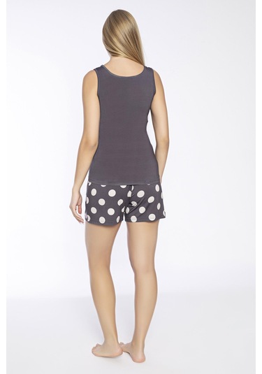 Kadın Kısa Kol Füme Şortlu Pijama Takım C8t4n7o-048 Füme