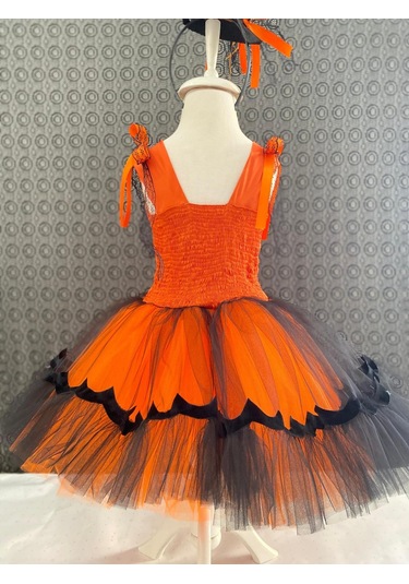 6-7 Yaş Turuncu-siyah Cadılar Bayramı Kostümü