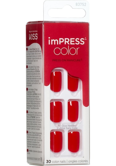 İmpress Color Kendinden Yapışkanlı Takma Tırnak Kısa Parlak Kırmızı