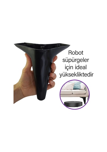Zelve 6'lı Set Mobilya Tv Ünitesi Çekyat Koltuk Kanepe Ayarlı M8 Destek Ayağı 15 Cm Siyah Baza Ayak