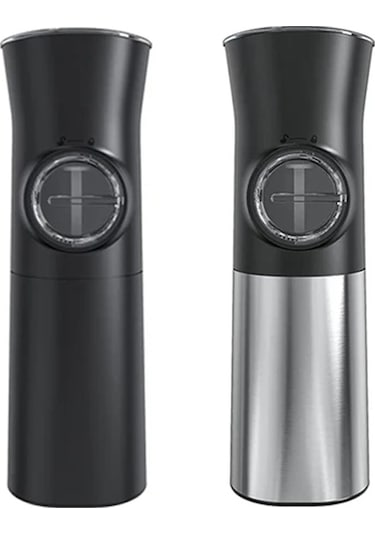 Sones Yerçekimi İndüksiyonlu Elektrikli Tuz Ve Karabiber Öğütücü Led Işıklı Ayarlanabilir Kaba Öğütücü Siyah