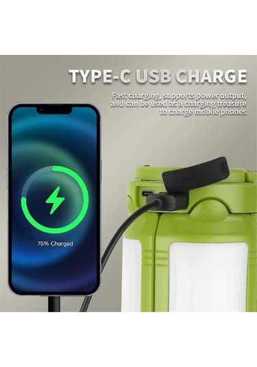 Bloomnest Taşınabilir Kamp Feneri, 4 Yapraklı Led, Usb Şarjlı, Kamp Çadır Lambası Asorti Çok Renkli