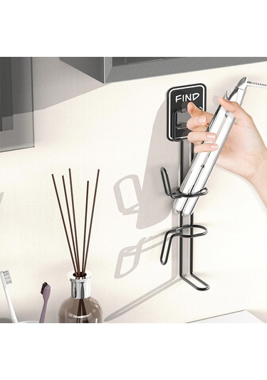 Lichen Banyo Demir Saç Maşası Rafı, Banyo Elektrikli Pano Siyah