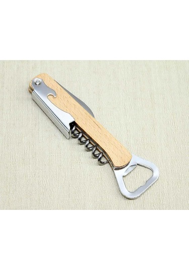 Kenpazar Ahşap Paslanmaz Çelik Tirbuşon Açacak Çok Renkli