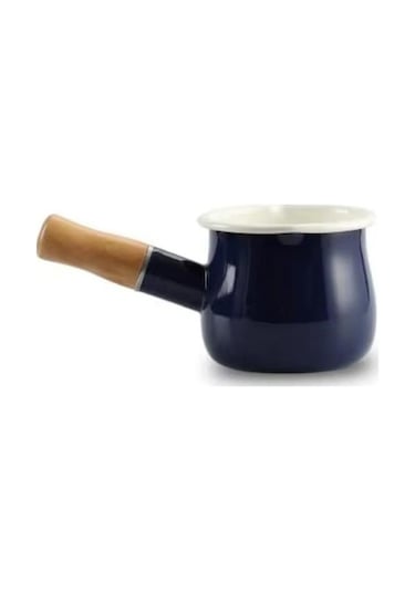 Novahub Huanfa 0.6qt Klasik Mini Emaye Süt Tenceresi Yalıtımlı Ahşap Saplı 2 Ağızlıklı Küçük Yemek Isıtıcı Şirin Sos Tenceresi Hf015 Beyaz Mavi Mavi