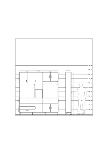 Arges Dolap 10 Raflı 6 Çekmeceli 8 Kapaklı 220x30x243 Çam-çam/aytaşı Atlas Çam/aytası