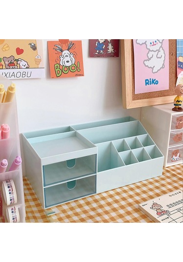 Ganzhoushop Masaüstü Saklama Kutusu Çoklu Izgara Tasarım Sevimli Güzel Masaüstü Düzenleyici Saklama Kutusu Kırtasiye Kalemler İçin