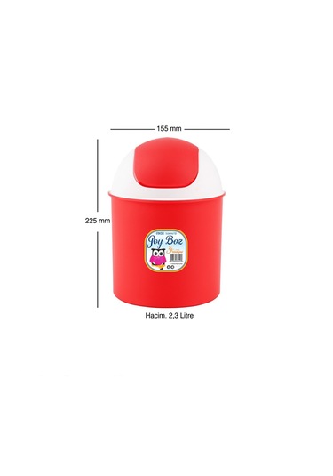 Plastik Kapaklı Çöp Kovası 2.3 Lt. Kırmızı Kırmızı