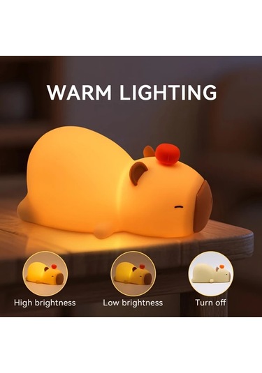 Gateesat Usb Şarjlı Zamanlayıcılı Yaratıcı Kapibara Gece Lambası, Renk Değiştirir, Aydınlatma