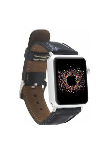Apple Uyumlu  Watch Deri Kordon 42-44-45mm Rst1 Siyah