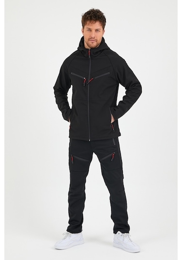 Genıus Store Erkek Mont Softshell Su Geçirmez Mont 4 Cepli-Siyah