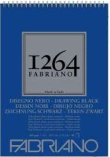 Fabriano 1264 Drawing Black Paper Siyah Çizim Defteri Üstten Spir N11.15