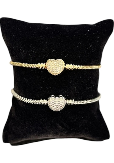 T-blk-27 Kalp Klipsli Bileklik Gold