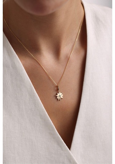 Gianfranco Mavi Mineli Yonca Kilitli Charm Kolye 45 Cm